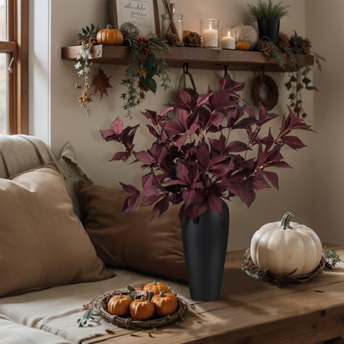 Artificial Autumn Eucalyptus Leaves Stem - Fall Decor, Burgundy, 6 Pack