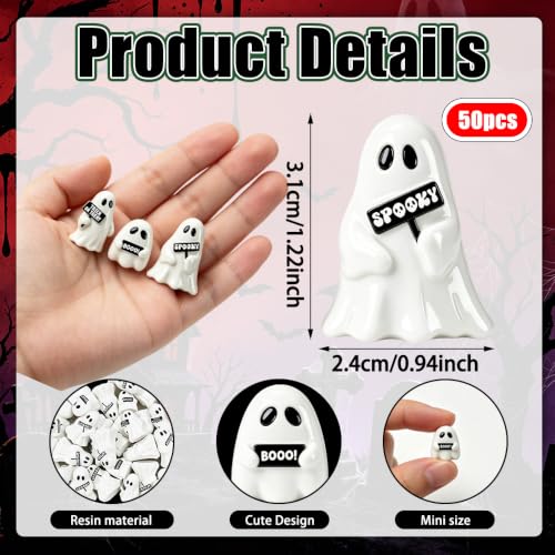 Mini Ghost Figurines Set - Halloween Decor 51 Pieces Cute Spooky Statues