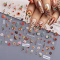 Pumpkin Maple Leaf Nail Art Stickers - Autumn 3D Embossed Decals for Manicure