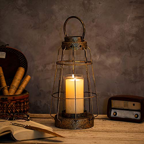 Nuptio Hurricane Candle Lantern Set Small & Large Rustic Farmhouse Hanging & Free-Standing