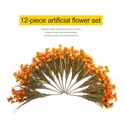 Artificial Orange Daisy Flowers - UV Resistant Outdoor & Indoor Decor, 12 Stems
