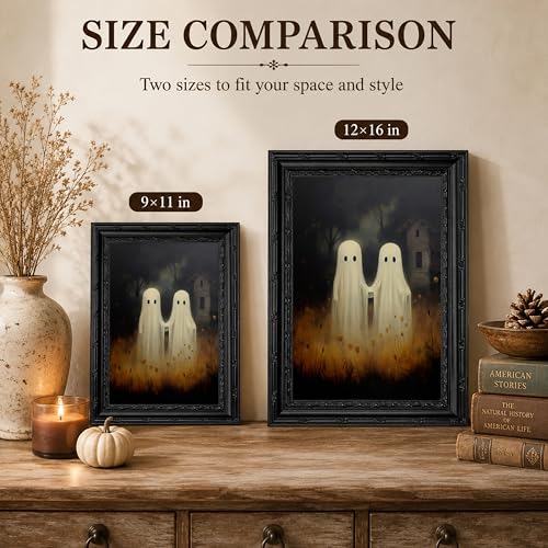 Halloween Ghost Couple Canvas Wall Art Framed 16 x 12 Inches - Vintage Style