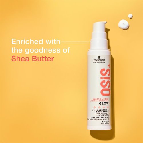 OSiS+ Glow Anti-Frizz Shine Serum - Lightweight Frizz Control & Heat Protection for All Hair Types