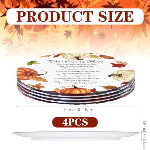 Pumpkin Thanksgiving Melamine Dinner Plates Set - 4 Pieces, 10 Inch Fall Tableware