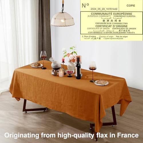 Rectangular Linen Tablecloth 60x84 Caramel - Heavyweight Organic Fabric