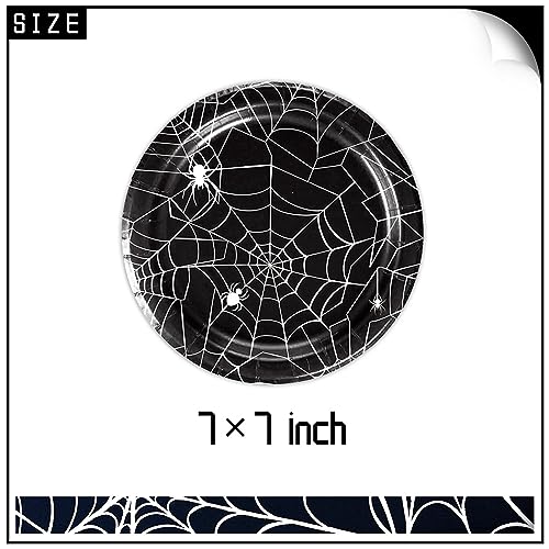 Halloween Spider Web Paper Plates Set - Disposable 7 Inch Dinnerware for Parties