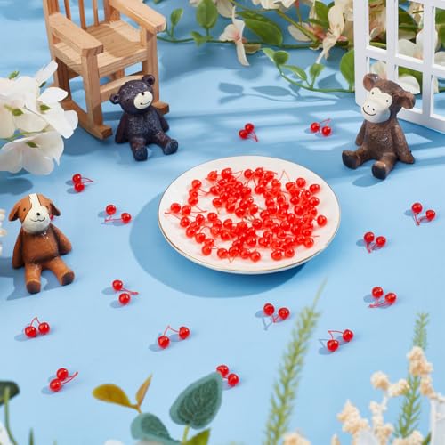 Artificial Plastic Cherry Decorations - Lifelike Red Mini Fruit Set, 60pcs