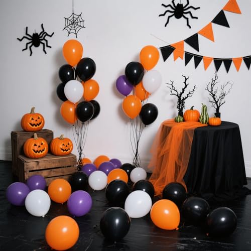Halloween Balloons Set - 110 Black and Orange Party Balloons - Orange Variation
