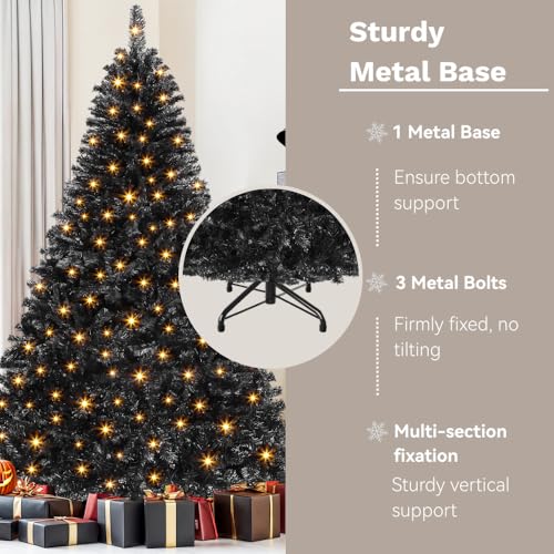 Black Prelit Christmas Tree with Remote Control - 7.5ft Halloween & Holiday Decor Variation