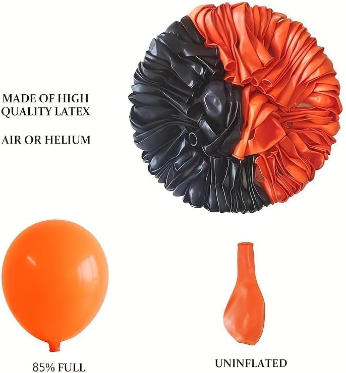 Halloween Balloon Garland Arch Kit Black Orange 78pcs - Spooky Party Decorations