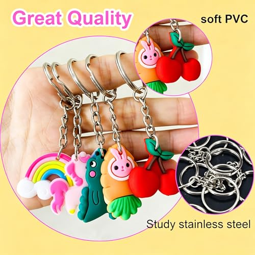 30 Pack Colorful PVC Keychains Bulk Set - Cute Bag & Backpack Charms for Gifts