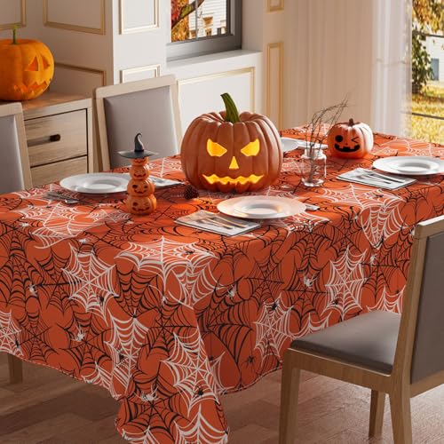 Halloween Spider Web Tablecloth 60x120 Inch Rectangle Decorations for Parties
