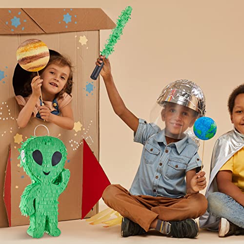 Alien Piñata with Stick, Blindfold & Confetti for Kids Party - Space Theme