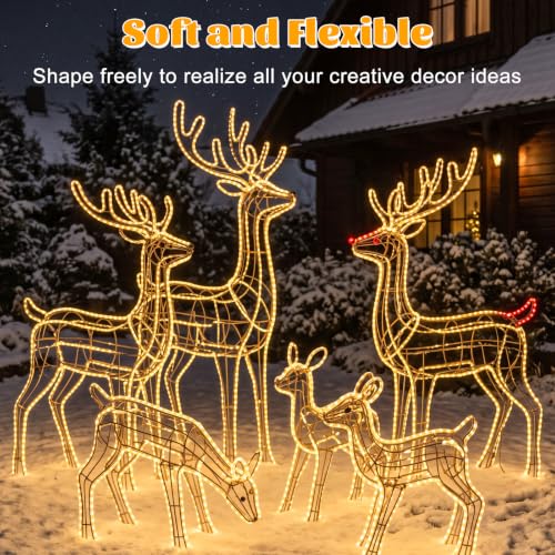 33ft 240 LED Rope Lights Outdoor Indoor Waterproof with Connectable 8 Modes - Warm White Variation