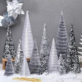 Ireer 12 Pcs Silver Gray Christmas Cone Trees Velvet Tree Decor - Sequin Variant
