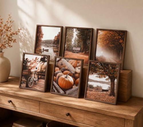 Autumn Landscape Canvas Wall Art Set - Fall Tree & Nature Posters, 16x12 Inches, Unframed - Seasonal Home Decor