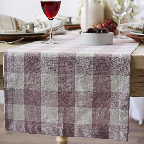 Farmhouse Cotton Buffalo Check Table Runner - Dusty Lilac 108 x 14 Inches