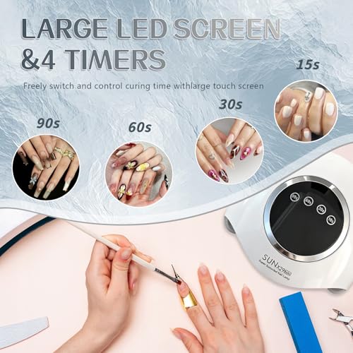 Professional UV LED Nail Lamp 500W with 90 LEDs, Smart Sensor & 4 Timers