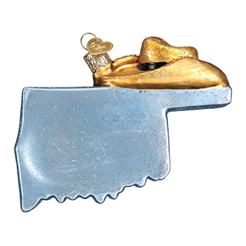 Oklahoma State Glass Blown Christmas Ornament - Handcrafted Holiday Decoration
