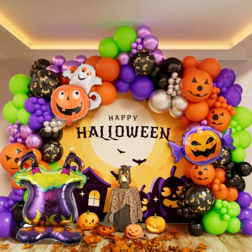 Halloween Balloon Arch Kit with Ghost, Pumpkin & Bat Foil Balloons