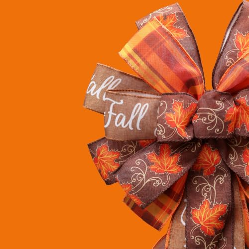 Large Fall Tree Topper Bow 52x13 Inches Pre-Tied Thanksgiving Ribbon for Wreath