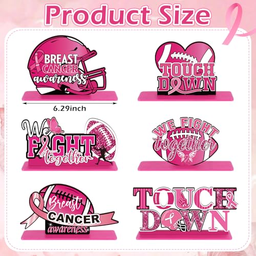 Pink Football Breast Cancer Awareness Table Decorations - 6 Pcs
