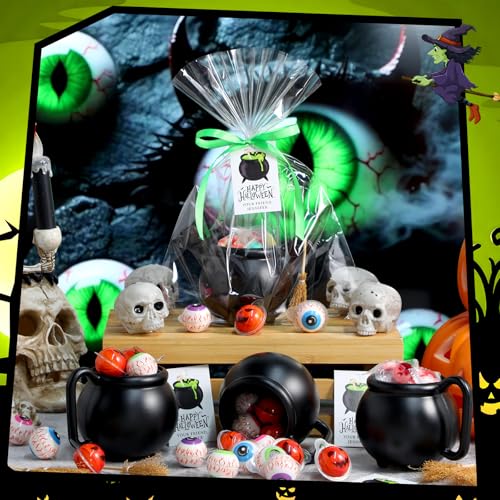 Halloween Mini Cauldrons & Witch Brooms Party Favors Set - 12 Pieces