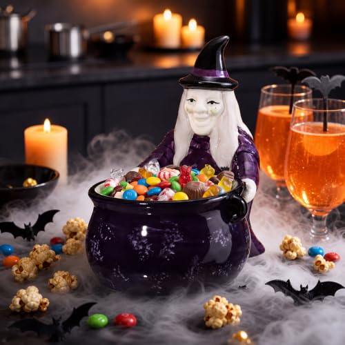 Halloween Witch with Cauldron Ceramic Candy Bowl - Witch Cauldron