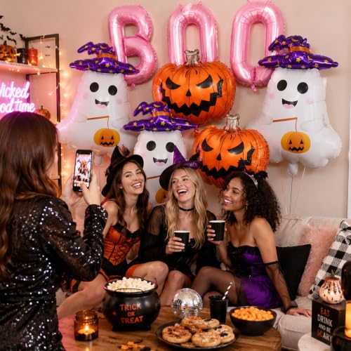Halloween Foil Balloon Set with Boo Ghost Pumpkins - 9 Pack Party Decorations