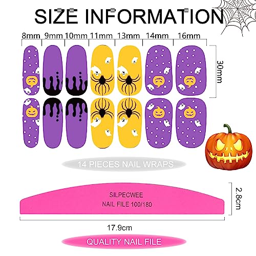 Halloween Luminous Nail Wraps - 12 Sheets with Glitter Skeleton Ghost Pumpkins - Stylish Style