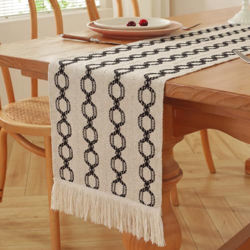 Black Boho Table Runner 12x72 Inches for Fall Thanksgiving Home Decor - Variation: Lantern