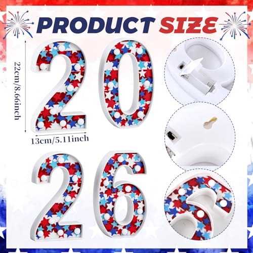 Patriotic 2026 LED Number Lights for 4th of July & New Year Decorations