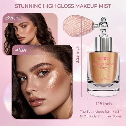Body Shimmer Spray - Late Autumn Highlighter Powder & Glitter for Face & Body