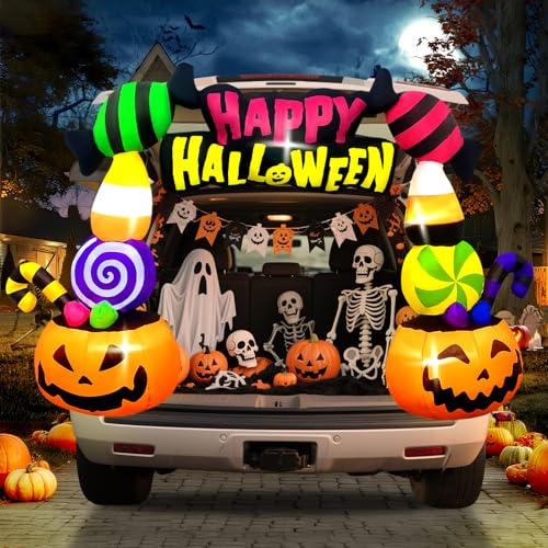Kalolary 6FT Pumpkin Arch Halloween Inflatable Car Decoration with LED Lights - Trunk or Treat Yard Lawn Decor