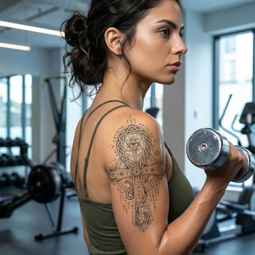 Ancient Egyptian Temporary Tattoos for Men Women - 10 Sheets, Realistic, Waterproof, Long-lasting