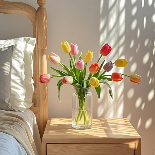 40pcs Faux Silk Tulip Flowers Bouquet for Home Wedding Table Decor - No Odor