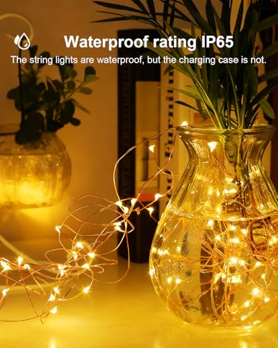 Rechargeable Fairy String Lights 16.4ft 8 Modes Timer Copper Wire Decor - Variation of 16.4ft - 1pc