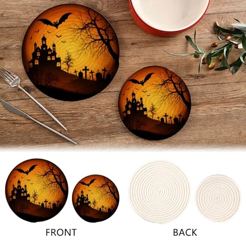 ALAZA Halloween Cotton Trivets for Hot Dishes - Color06, 2 Pack