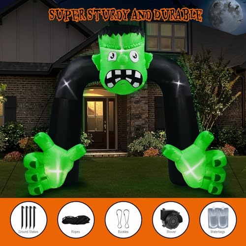 9FT Halloween Inflatable Frankenstein Archway Outdoor Decoration with LED Lights
