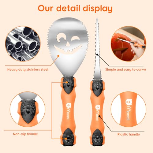 Pumpkin Carving Tools Set - 7 Pcs Stainless Steel Halloween Jack-O-Lantern Kit - Variation 7