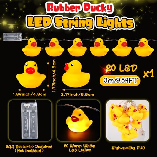Yellow Rubber Duck String Lights - Battery Operated LED Decor, 1 Piece - Variation of Duck / Yellow / 1