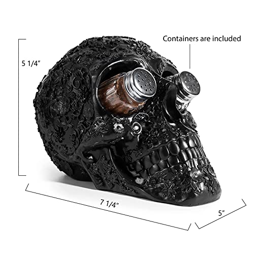 Skull Salt & Pepper Shaker Set - Halloween Kitchen Decor, Ceramic Spice Organizer