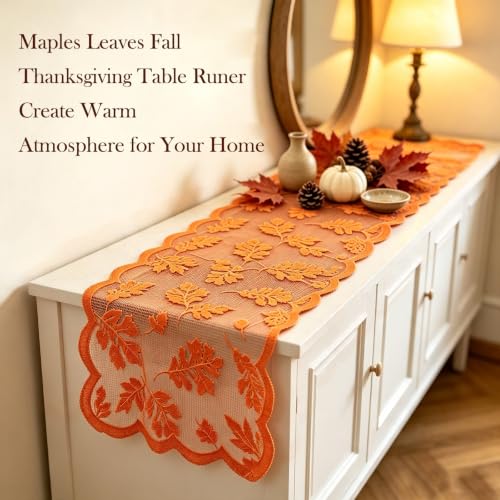 Maple Leaf Fall Table Runner - 13 x 72 Inch Autumn Decorations