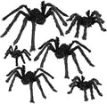 Halloween Outdoor Large Spider Decorations 6 Pack - Realistic Creepy Spiders for Yard & Porch - Vivid Black Hair & Red Eyes - Adjustable Legs