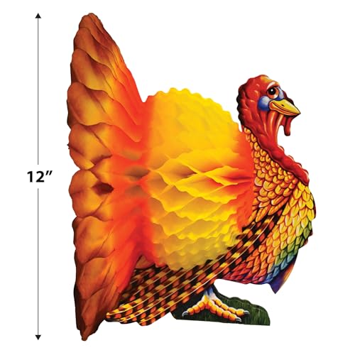 Thanksgiving Tissue Paper Turkey Centerpieces - Set of 3 Autumn Fall Decor