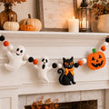 Halloween Felt Banner Ghost Pumpkin Black Cat Decor 6.6 ft Festive Party Decoration