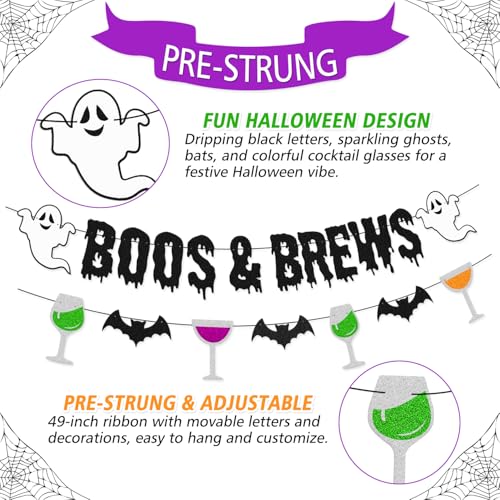 Halloween Party Banners Boos & Brews Decorations for Kids & Haunted House