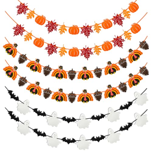 Fall Halloween Thanksgiving Garlands Set 6 Pcs Home Holiday Decorations