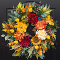 Pinkpuii 24 Inch Fall Harvest Wreath for Front Door - Red Peony Variation