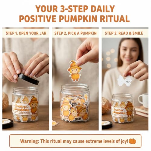 Positive Pumpkin Jar with 60 Affirmation Cards - Fall & Thanksgiving Gift - Positive Pumpkin Variation